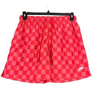 Nike‎ Checkerboard Shorts Men M Red Streetwear Sporty Modern Trendy Skater